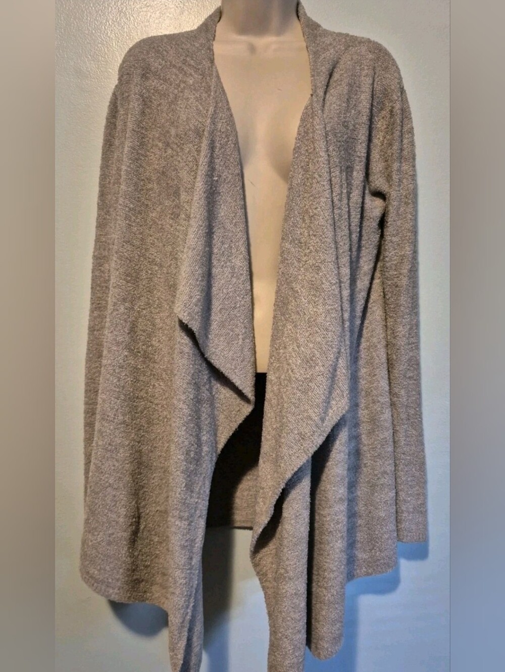 Barefoot Dreams Gray Open Front Waterfall Cardigan Sweater Women's Sz S/M...